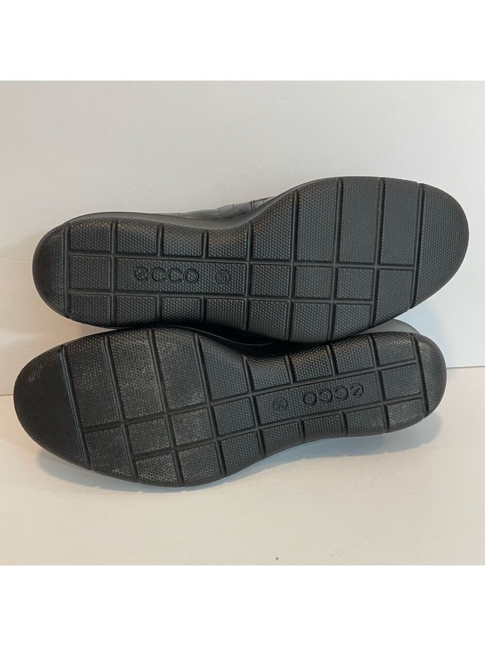 Ecco Felicia Leather Court Shoe Womens 5.5 Black Patent Croc Print Wedge EUC - Picture 10 of 13